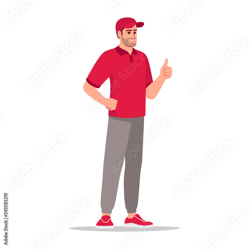 Delivery customer service semi flat RGB color vector illustration