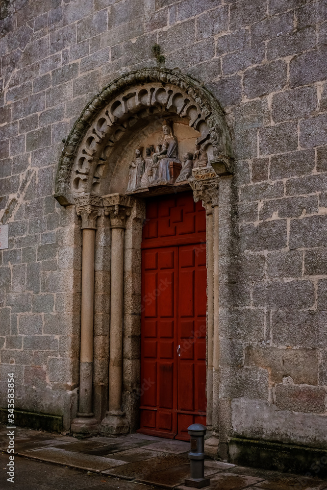 San Fiz de Solovio, the oldest church in Santiago de Compostela. Romanesque facade