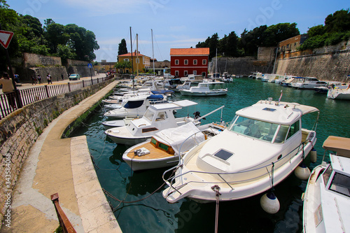 Marina outside the Old Town of Zadar in Croatia  along the ancient walls of the city