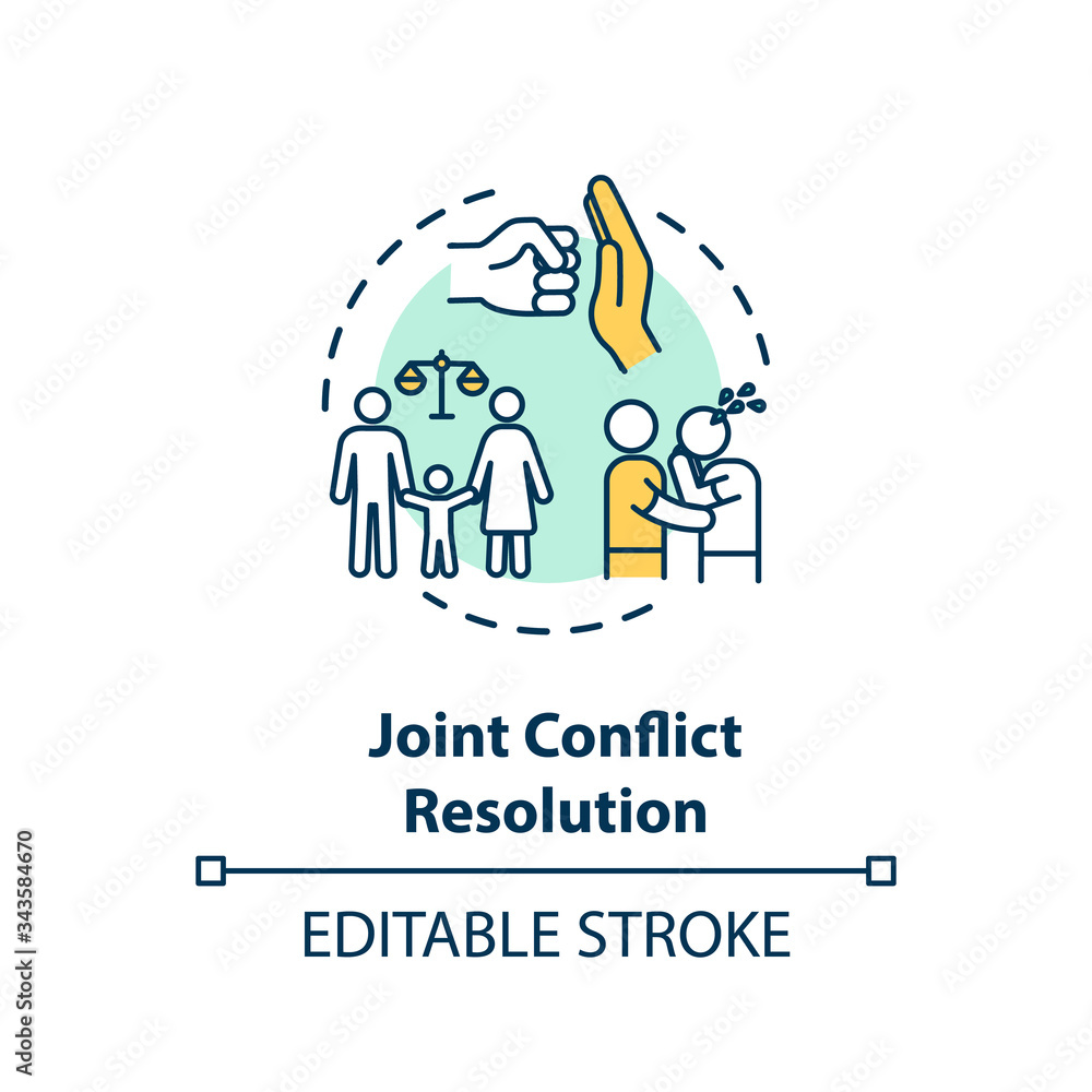 Joint conflict resolution concept icon Joint conflict resolution concept icon