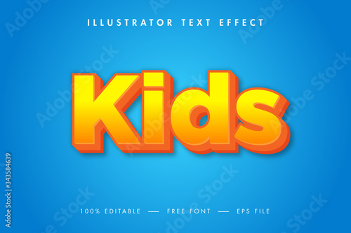 Kids 3d Text Effect, Premium Vector and Type Design. 