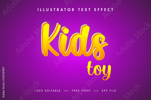 Kids 3d Text Effect, Premium Vector and Type Design. 