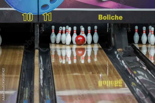Exiting closeup view of the majestic sport of bowling