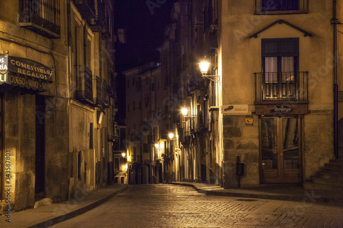 Street of the old town at night, Cuenca, Spain
