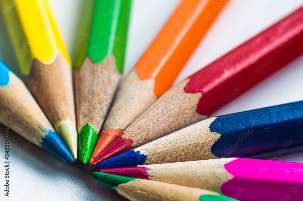 Pencils in different colors on white background Pencils in different colors on white background