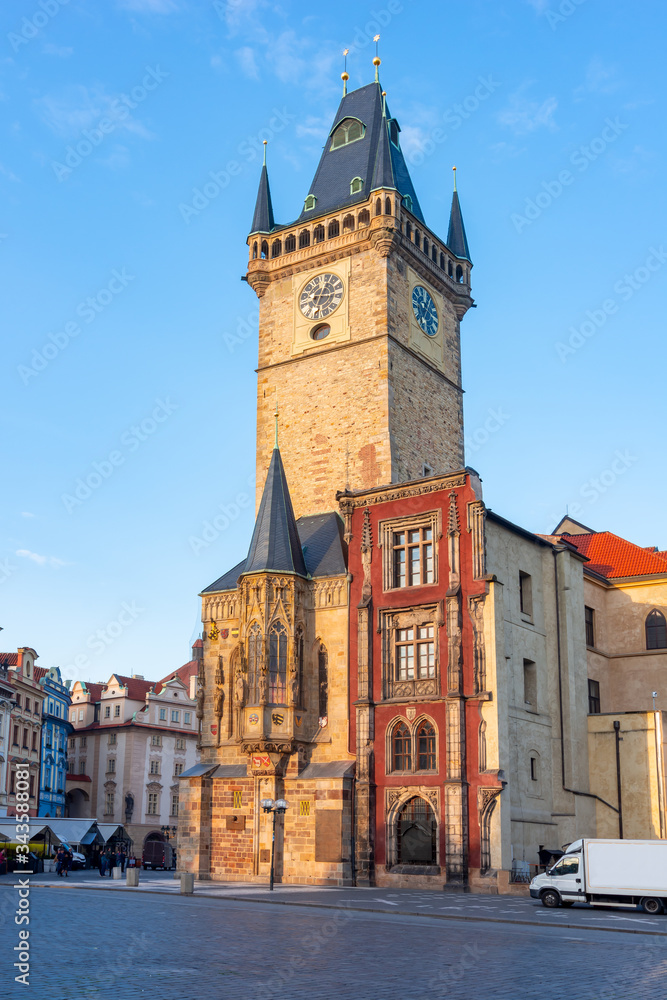City Hall tower on Old Town square, Prague, Czech Republic