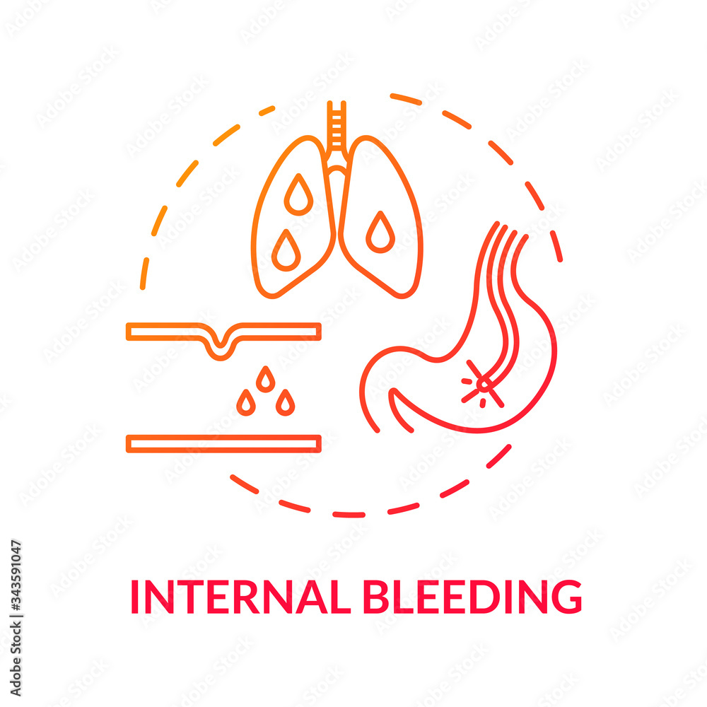 Internal bleeding, blood issue concept icon. Illness symptom ...