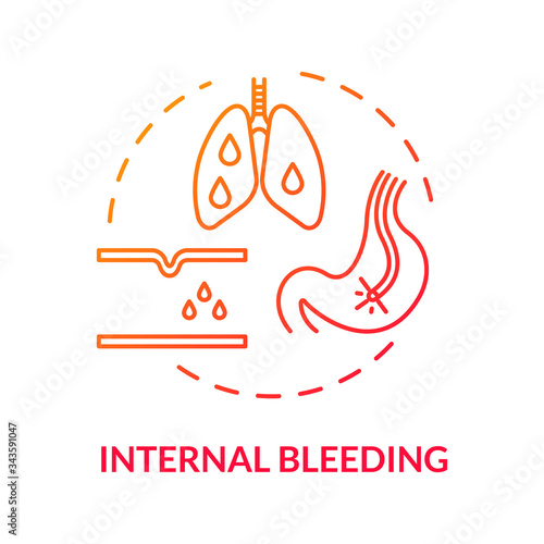 Internal bleeding, blood issue concept icon. Illness symptom, haemorrhage, accident result, fatal major trauma idea thin line illustration. Vector isolated outline RGB color drawing.