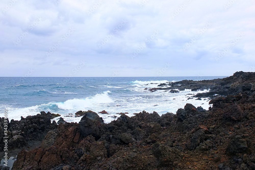 Beautiful rough seascape of Tenerife, Spain