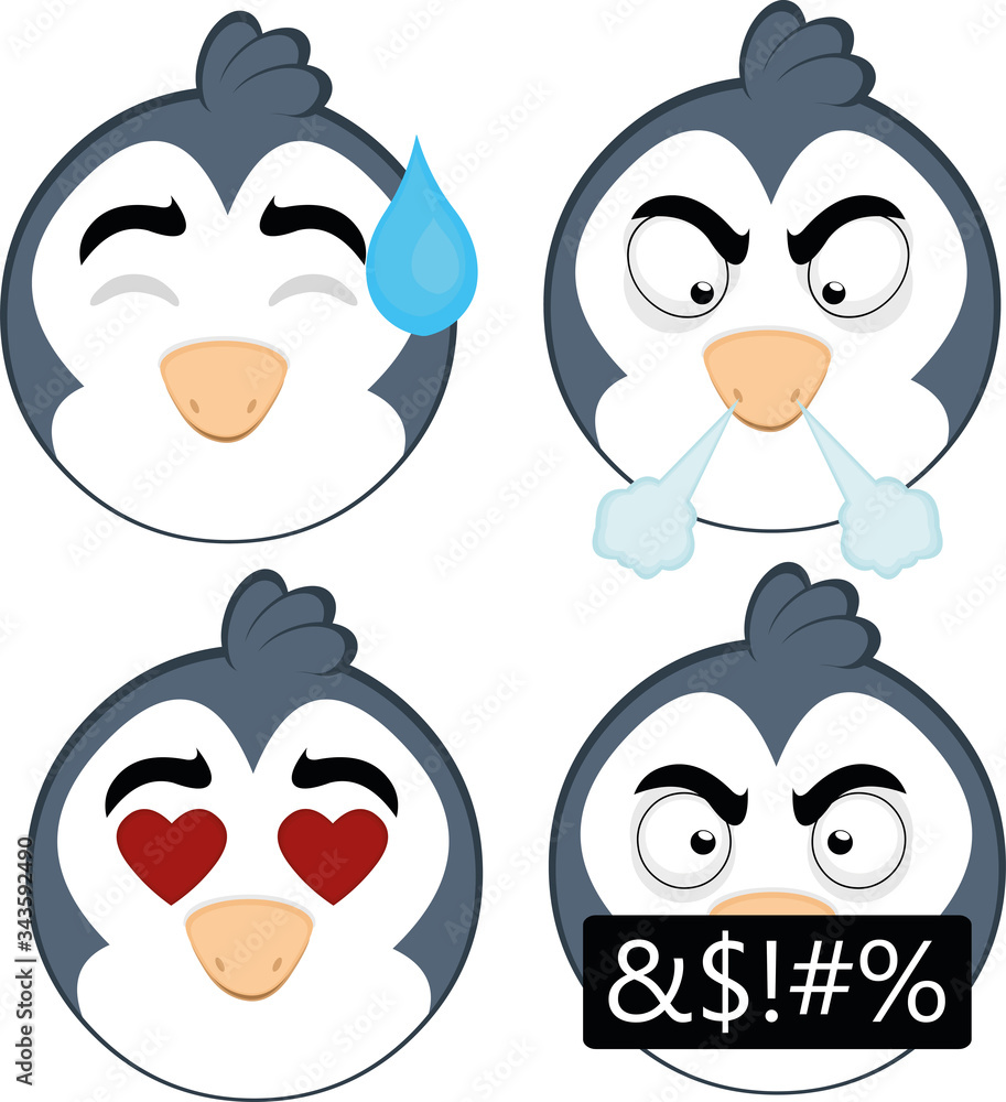 Vector illustration of expressions of the face of a penguin cartoon Vector illustration of expressions of the face of a penguin cartoon