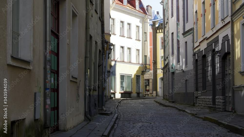 architecture and urban concept - empty street of Tallinn city old town architecture and urban concept - empty street of Tallinn city old town