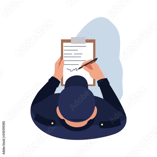Police officer semi flat RGB color vector illustration