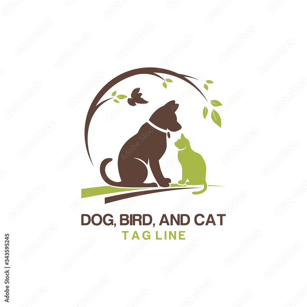 Dog cat and bird logo template veterinary 