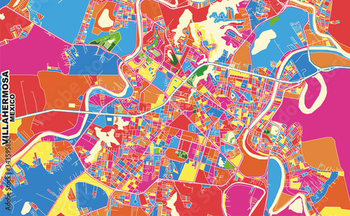 Villahermosa, Tabasco, Mexico, colorful vector map photo