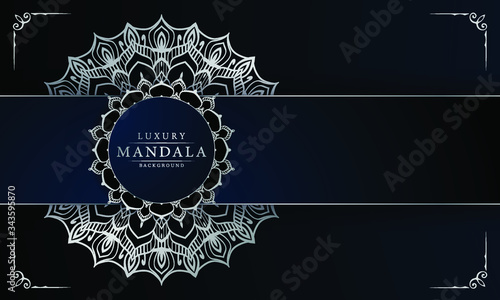 Luxury ornamental mandala design background with silver arabesque pattern arabic islamic east style	

