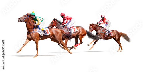 Papier peint jockey horse racing isolated on white background