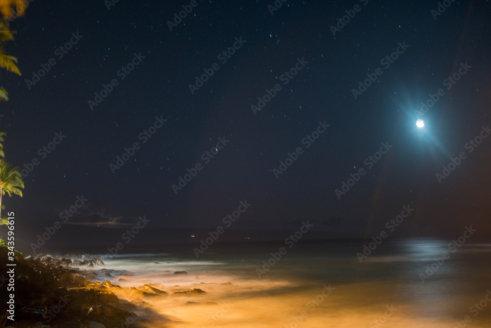Moon lit glow on a Maui shoreline