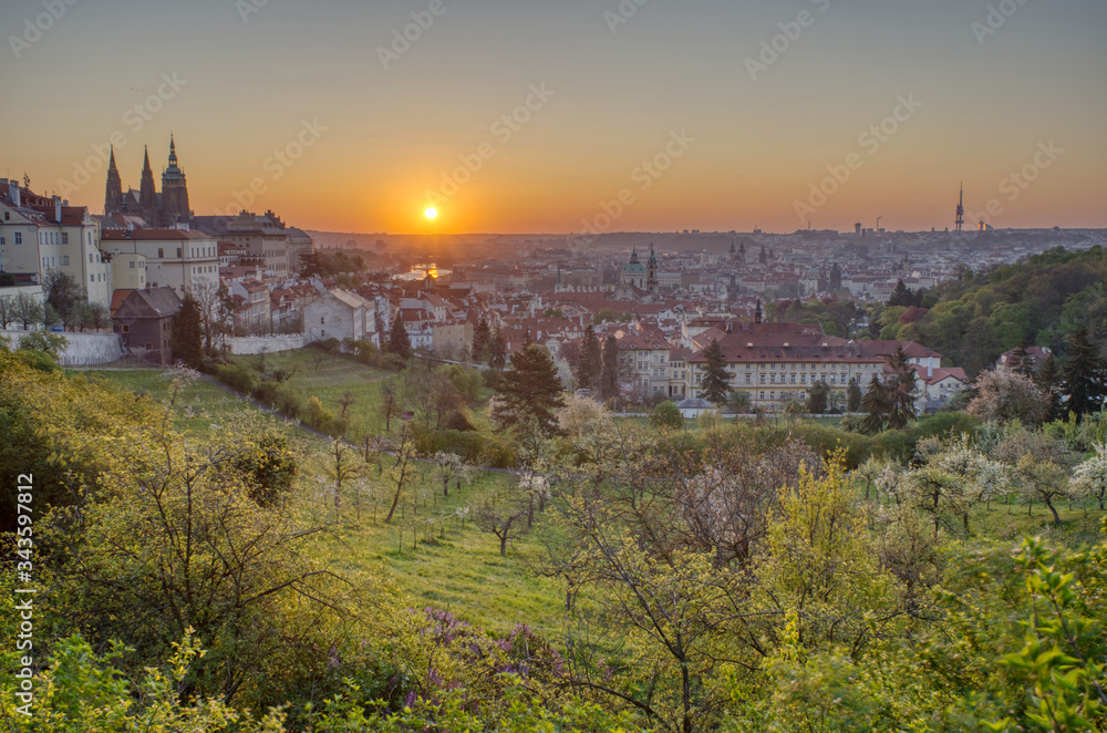 Sun just appeared over Prague during this beautiful sunrise