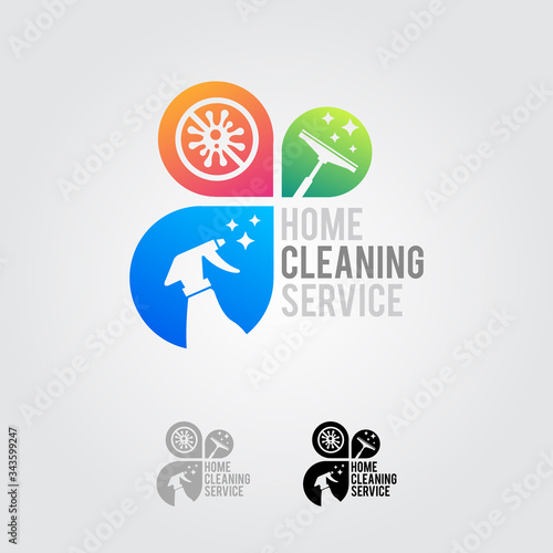 Cleaning Service Business logo design, Eco Friendly Concept for Interior, Home and Building