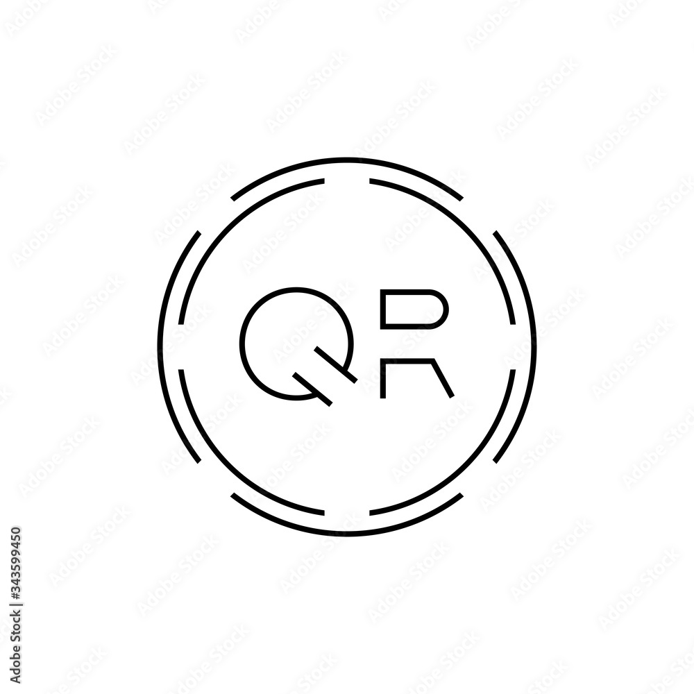 Initial Letter QR Logo Design Vector Template. Digital Abstract Circle QR Letter Logo Design Initial Letter QR Logo Design Vector Template. Digital Abstract Circle QR Letter Logo Design