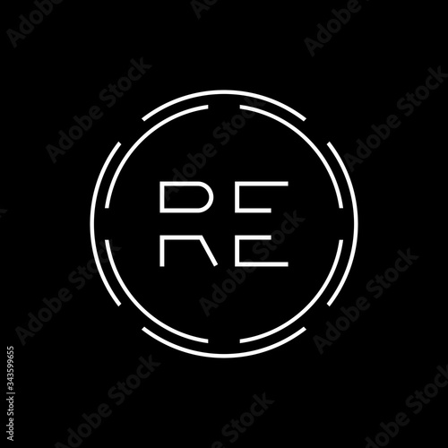 Initial Letter RE Logo Creative Typography Vector Template. Digital Abstract Letter RE Logo Design