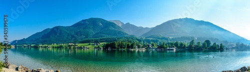 Wallpaper Mural Panorama view on Wolfgangsee Lake with alp mountain Schafberg. Salzkammergut, Austria Torontodigital.ca