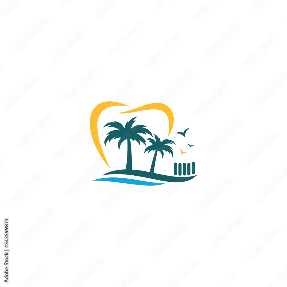 Modern Tooth Teeth Dental on the Beach logo design inspiration