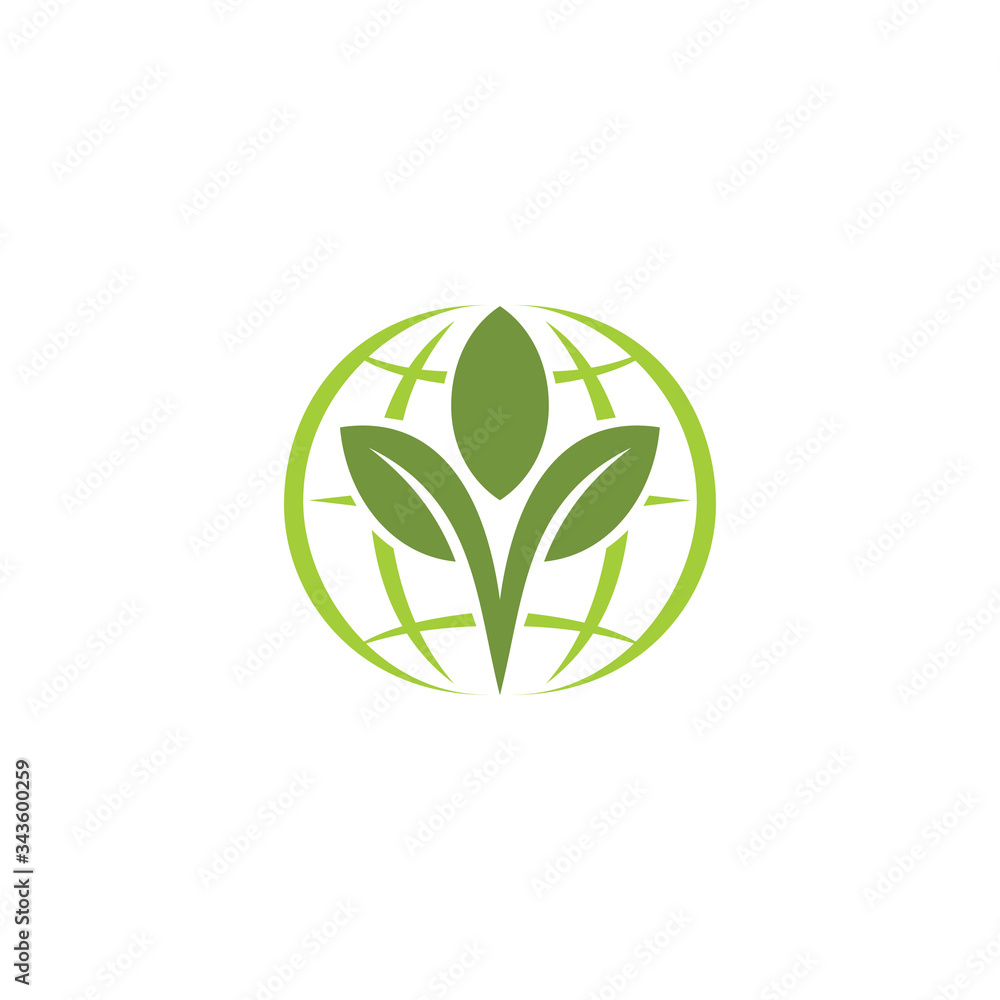 Vector of planet and leaf logo combination. World and eco symbol or icon. Unique globe and organic logotype design template Vector of planet and leaf logo combination. World and eco symbol or icon. Unique globe and organic logotype design template