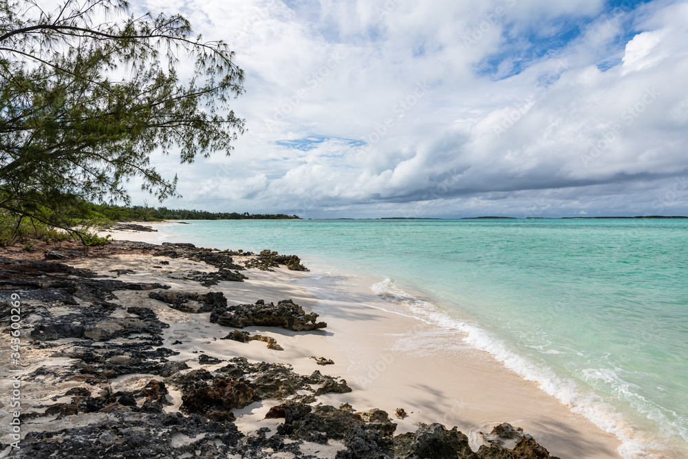 View of Coco Plum beach in Great Exuma (Bahamas). View of Coco Plum beach in Great Exuma (Bahamas).