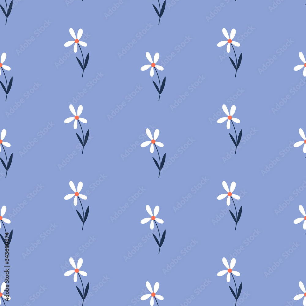 Seamless Vector Pattern with spring and summer flowers, purple background for decoration, textile, fabric, stationery, card