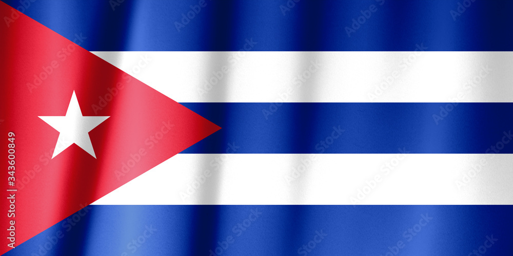 Fototapeta premium Cuba flag on a silk drape waving