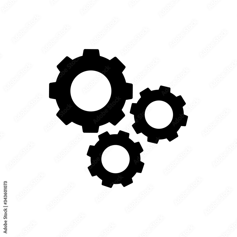 Settings, gear icon, logo isolated on white background Settings, gear icon, logo isolated on white background