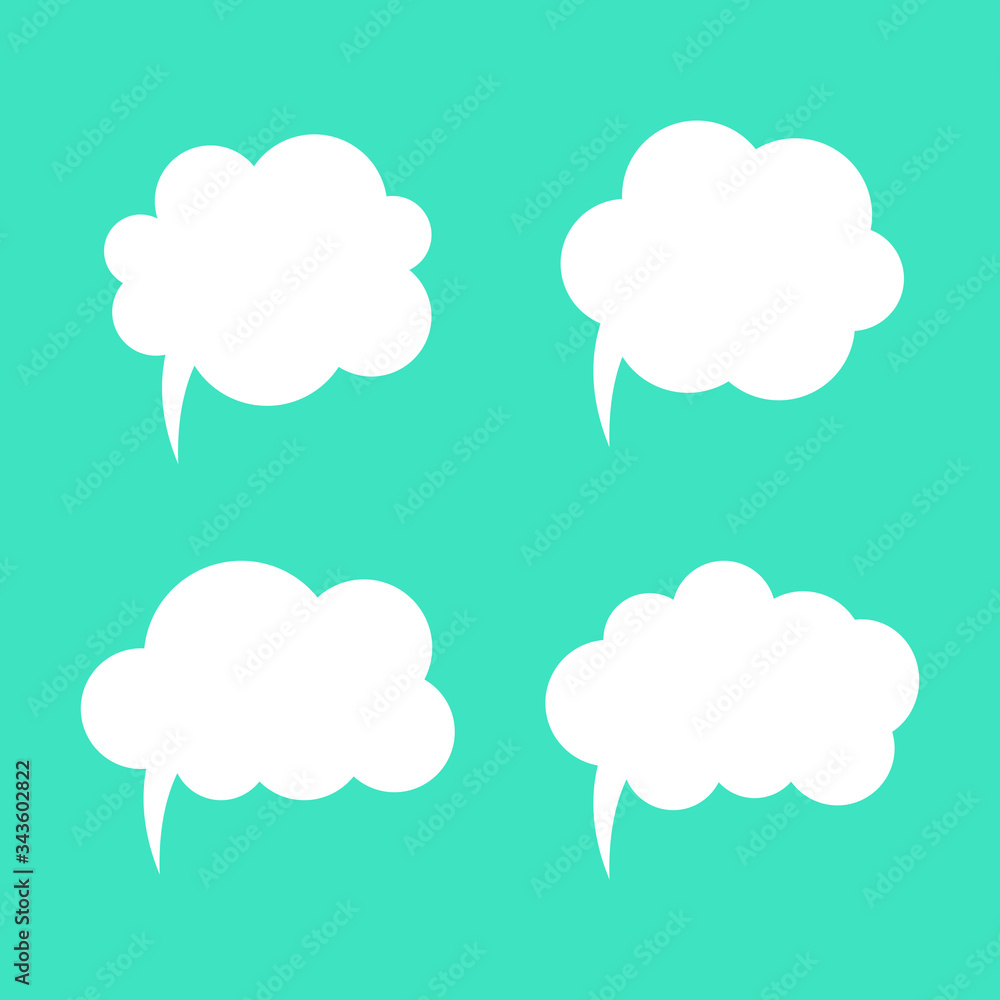Speech or think bubble, empty communication cloud. Set of vector design elements.