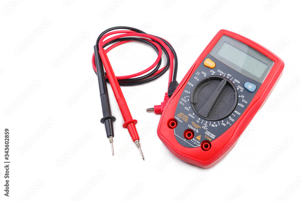 Electronic digital multimeter isolated on white background Electronic digital multimeter isolated on white background