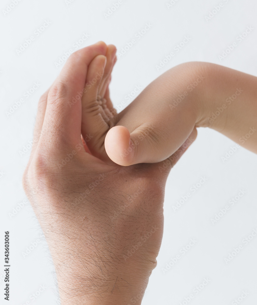flexible human fingers on a white background