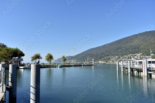 Beautiful lake Bielersee including Port in Switzerland 