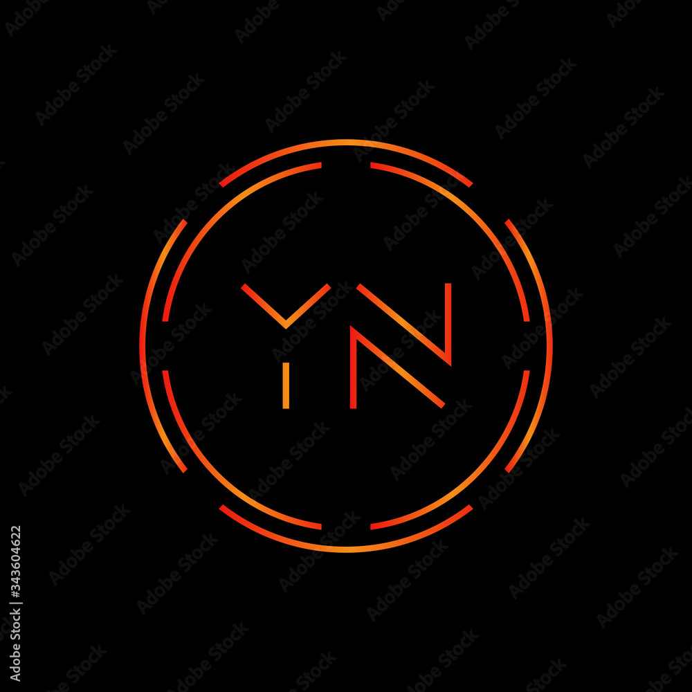 Initial YN Logo Design Vector Template. Creative Circle Letter YN Business Logo Vector Illustration Initial YN Logo Design Vector Template. Creative Circle Letter YN Business Logo Vector Illustration