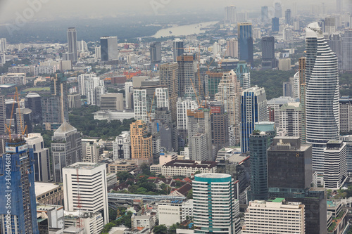  BANGKOK/THAILAND - 10th Nov, 2019 : Aerial view of Bangkok skyline and skyscraper.