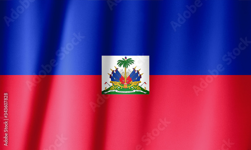 Fotografiet Flag of Haiti waving. National Haiti Flag for Independence day.