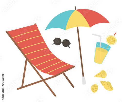Foto Vector set of summer clipart elements isolated on white background