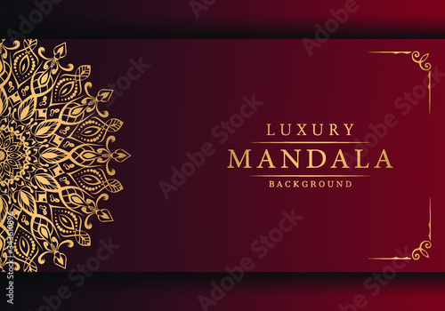 Luxury ornamental mandala design background with golden arabesque pattern arabic islamic east style	
