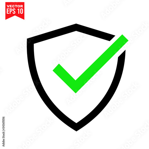 shield checklist icon Icon symbol Flat vector illustration for graphic and web design.