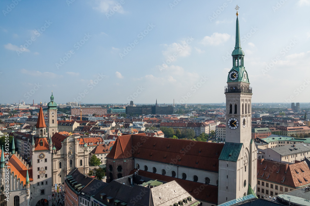 Fototapeta premium St Peter's Church in Munich old city center, Germany, Cathedrals