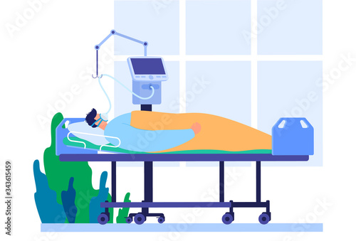 Coronavirus disease. New coronavirus COVID-19. Patients in ICUs. Coronavirus testing. Vaccination. People in protective suits and medical masks. Coronavirus treatment. Vector illustration
