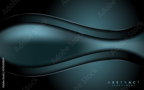 Dark navy green background with abstract modern shape cutting design.