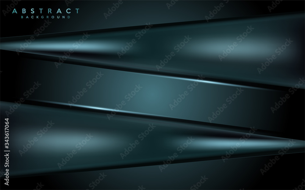 Dark navy green background with abstract modern shape cutting design.