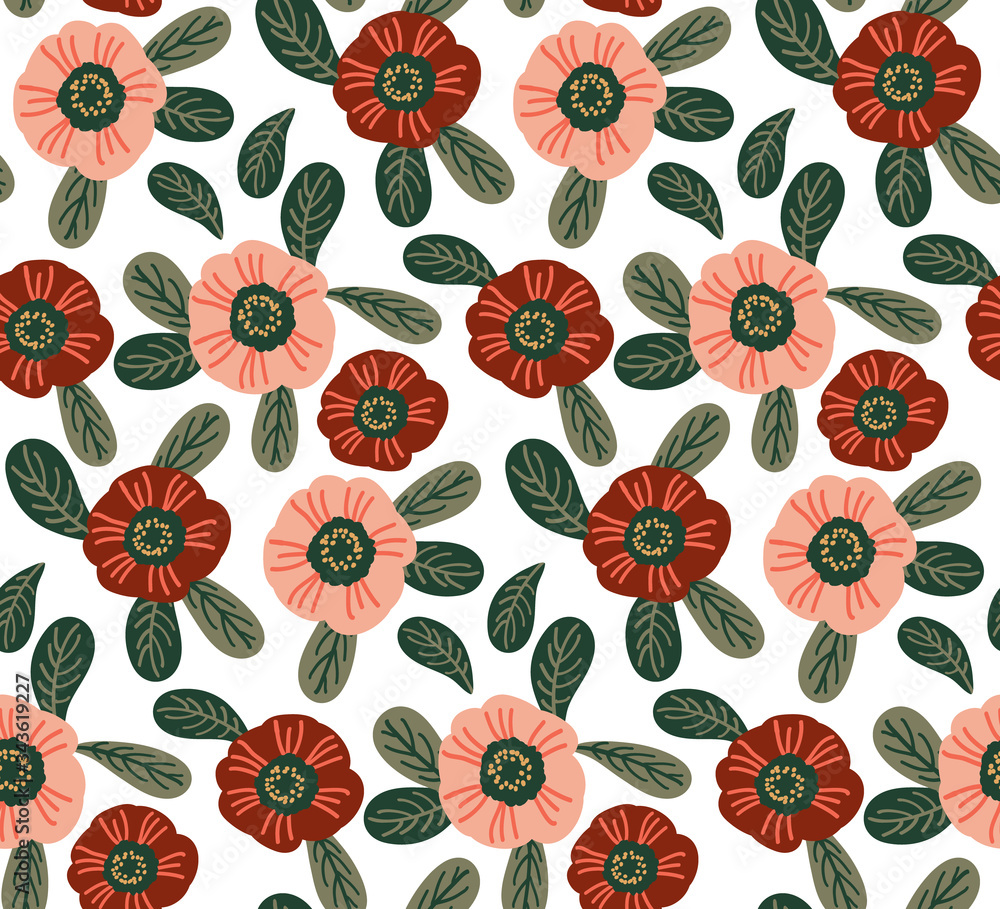 Abstract floral seamless pattern with hand drawn flowers Abstract floral seamless pattern with hand drawn flowers