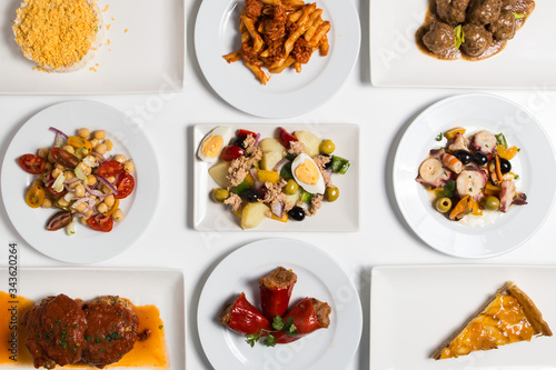 Set of spanish restaurant food