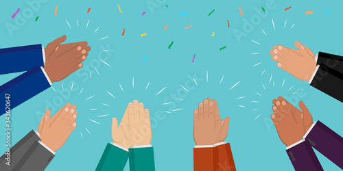 People applaud. Human hands clapping ovation. Vector illustration in flat style