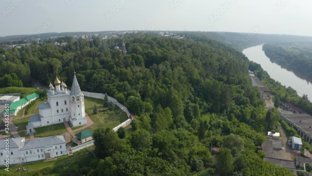 Aerial view of Gorojovets monastery in Russia Aerial view of Gorojovets monastery in Russia